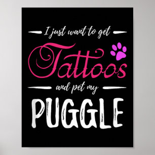Poster Puggle Amoureux des chiens Tattoo Chemise Drôle Ch