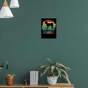 Poster Puggle Coucher de Soleil Rétro