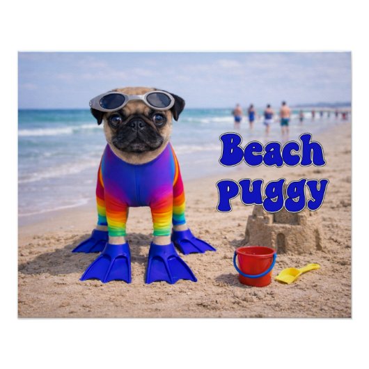 Poster Puggy de la plage (Devant)