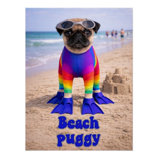 Poster Puggy de la plage (Devant)