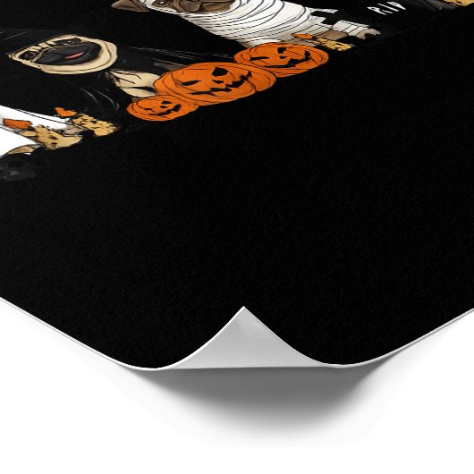 Poster Pugs Dog Lovers - Pug Ghost Pug Witch Pug Hallowee (Coin)