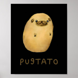 Poster Pugtato Chien Cadeau Drôle mignon