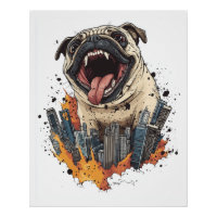 Pugzilla attaque - Drôle de chien monstre