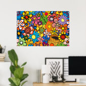 Poster Puissance des fleurs colorées (Bureau à domicile)