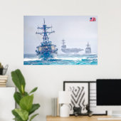 Poster PUISSANCE MARITIME - Navires de la marine américai (Bureau à domicile)