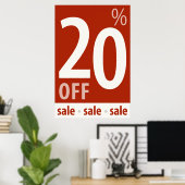 Poster Puissant 20% DE RÉDUCTION SUR VENTE Signal - affic (Bureau à domicile)