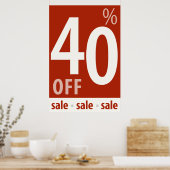 Poster Puissant 40% DE RÉDUCTION SUR VENTE Signal - affic (Cuisine)