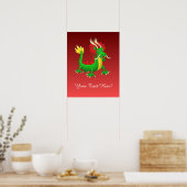 Poster Puissant Dragon Azur Chinois (Cuisine)