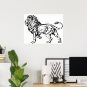 Poster Puissante croquis Lion (Bureau à domicile)