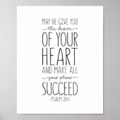 Poster Puisse-t-il vous donner le désir, Psaume 20:4 (Devant)