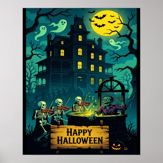 Poster Puits de souhaits zombie de la maison hantée : (Devant)