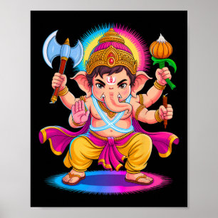 Poster Puja hindou Ganesha Dieu éléphant Inde Méditation