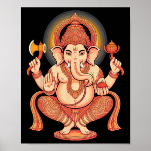 Poster Puja hindou Ganesha Dieu éléphant Inde Méditation