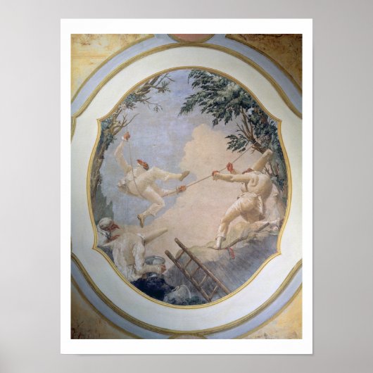 Poster Pulcinella on a Swing, 1797 (fresque) (Devant)