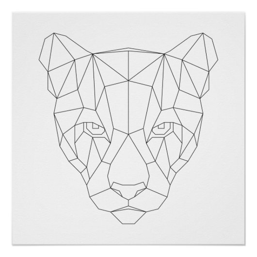 Poster Puma Head Géométrique Noir & Blanc Art Moderne Imp (Devant)