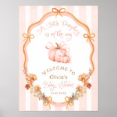 Poster Pumpkin Bow Fall Floral Baby Shower Welcome (Devant)