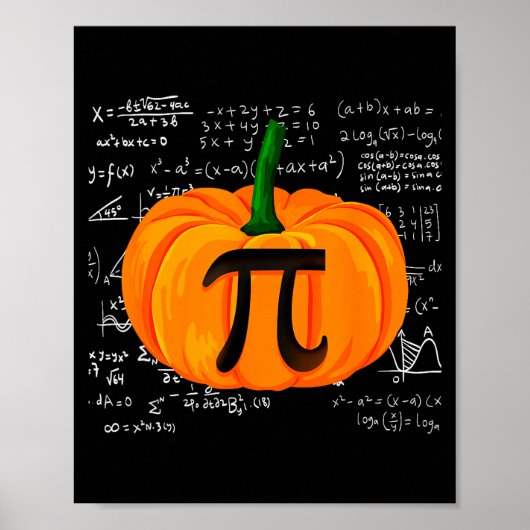 Poster Pumpkin E Math Funny Halloween Thanksgiving Day (Devant)