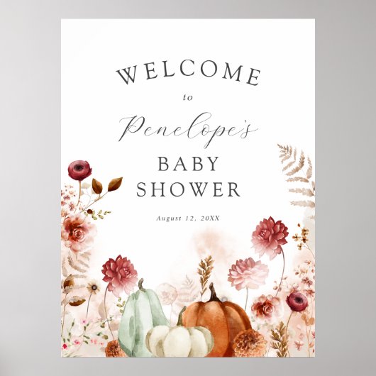 Poster Pumpkin et Bourgogne Baby Show Welcome Sign (Devant)