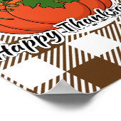 Poster Pumpkin on Brown Plaid - Happy Thanksgiving (Coin)