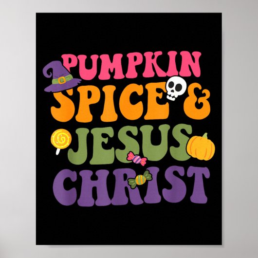 Poster Pumpkin Sce & Je-sus Christ Funny Christian Ha (Devant)