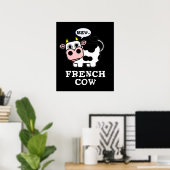 Poster Pun animal amusant de vache française (Bureau à domicile)