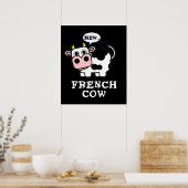 Poster Pun animal amusant de vache française (Cuisine)