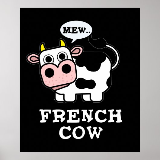 Poster Pun animal amusant de vache française (Devant)