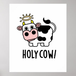 Poster Pun animal drôle de vache Saint