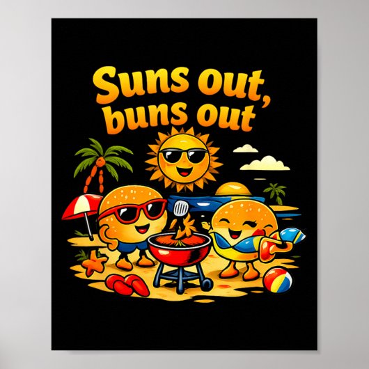 Poster Pun Beach Bbq Graphique Soleils Dehors Fesses Deho (Devant)