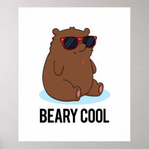Poster Pun de l'ours brun drôle et cool