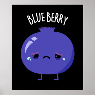 Poster Pun de Myrtille Bleue Fond Sombre