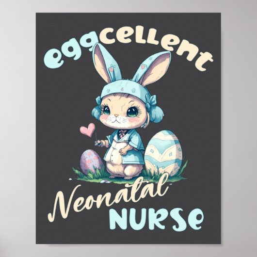Poster Pun de Pâques Infirmière Néonatale Eggcellente Lap (Devant)