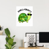 Poster Pun de tortue de la célébrité de Shell (Bureau à domicile)