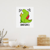 Poster Pun Dino-Sauce Dinosaure Drôle (Cuisine)