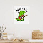 Poster Pun Dinosaure Rocker Rawrk Et Roll Drôle (Cuisine)