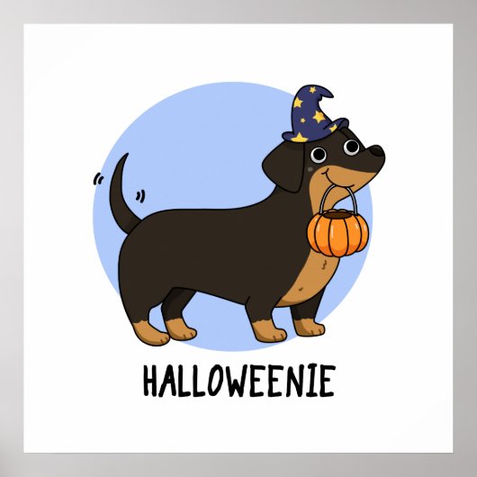Poster Pun Halloween Chien Saucisse Drôle (Devant)