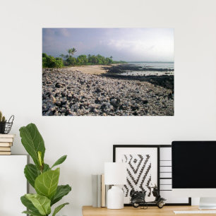 Poster PunaluGu Plage de sable noir Hawaii Big Island