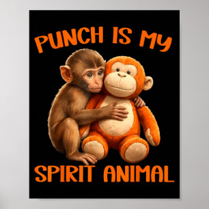 Poster Punch est l'animal spirituel mignon mème du singe
