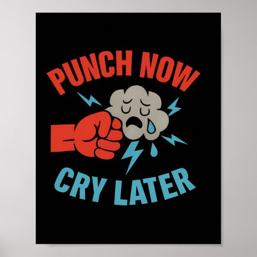 Poster Punch Now Martial Arts Boxe Humour graphique (Devant)