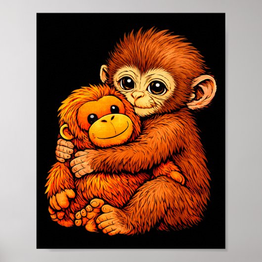 Poster Punch singe bébé mignon animal drôle  (Devant)
