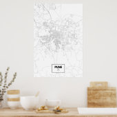 Poster Pune, Inde (noir sur blanc) (Cuisine)