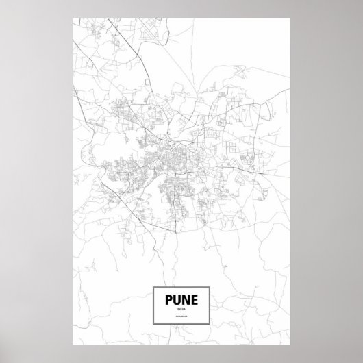 Poster Pune, Inde (noir sur blanc) (Devant)