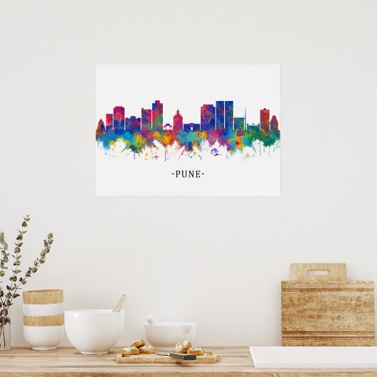 Poster Pune Maharashtra Skyline (Cuisine)