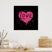 Poster Punk amour chaleur noir et rose chaud (Cuisine)