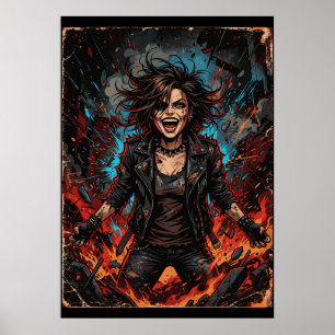Poster Punk Chaos Fille Explosion Art Grunge Rebelle Fe