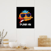 Poster PUnk-in Funny Punk Rock Citrouille Pun Dark BG (Cuisine)
