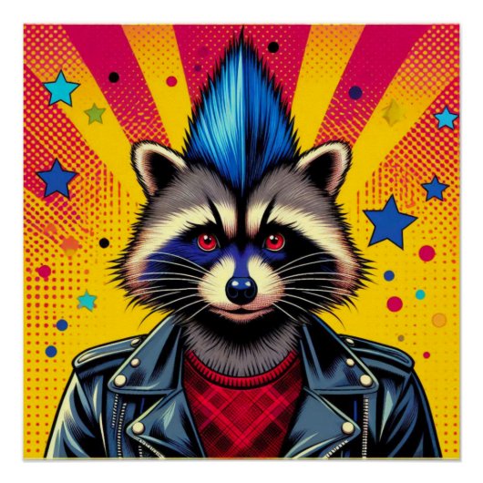 POSTER PUNK ROCK RACCOON (Devant)