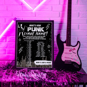Poster Punk Stage Name Rock Band Bachelorette Jeu Sign