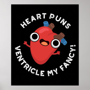 Poster Puns Coeur Ventricle Mon Fancy Anatomy Pun Dark BG