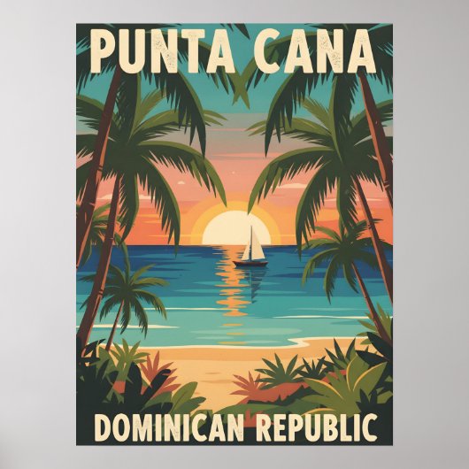 Poster Punta Cana République dominicaine Coucher de solei (Devant)